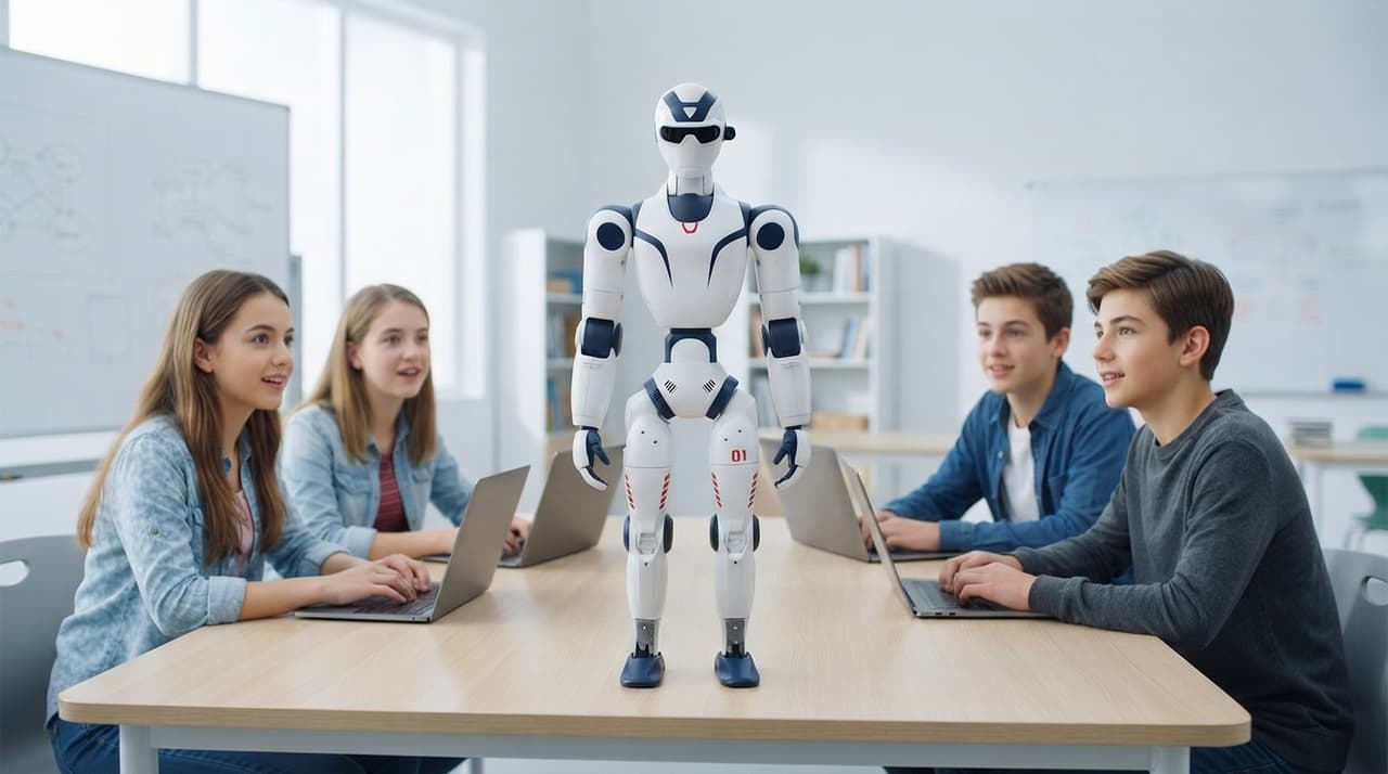 Unitree R1 in einem Robotik-Unterricht