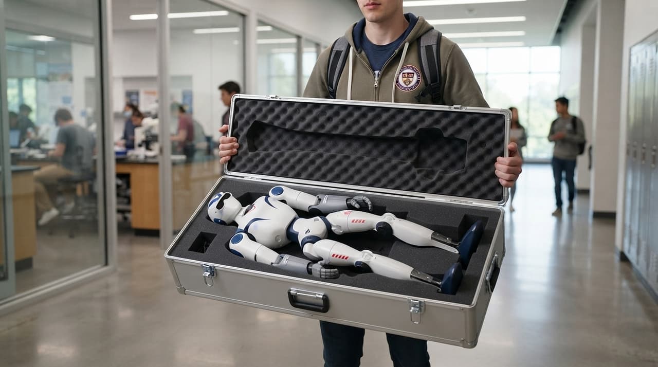 Unitree R1 in einem kompakten Transportkoffer